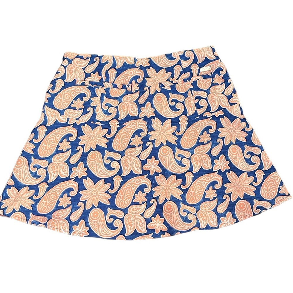Polo Golf Ralph Lauren Skort Skirt Paisley Blue Coral Small Tennis Pickleball